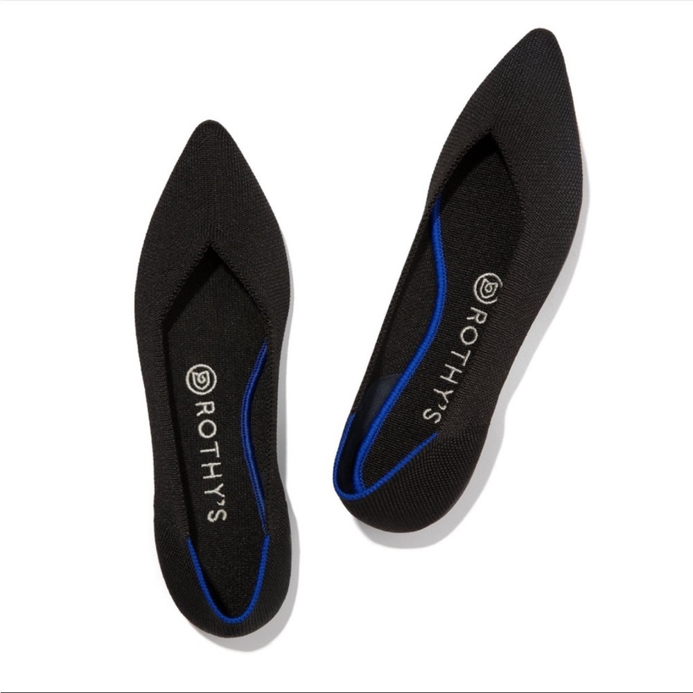 Rothy's The Point flat in Black Solid. Like New Condition!